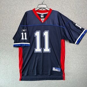 Mens Reebok NFL Buffalo Bills Drew Bledsoe 11 Jersey Navy Blue Large 7009A